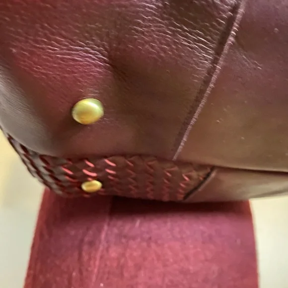 Patricia Nash Brown Leather Shoulder Bag with Woven Design